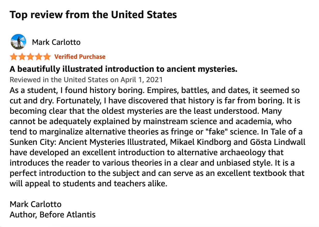 Screenshot of Mark Carlotto review of the book Tale of a Sunken City